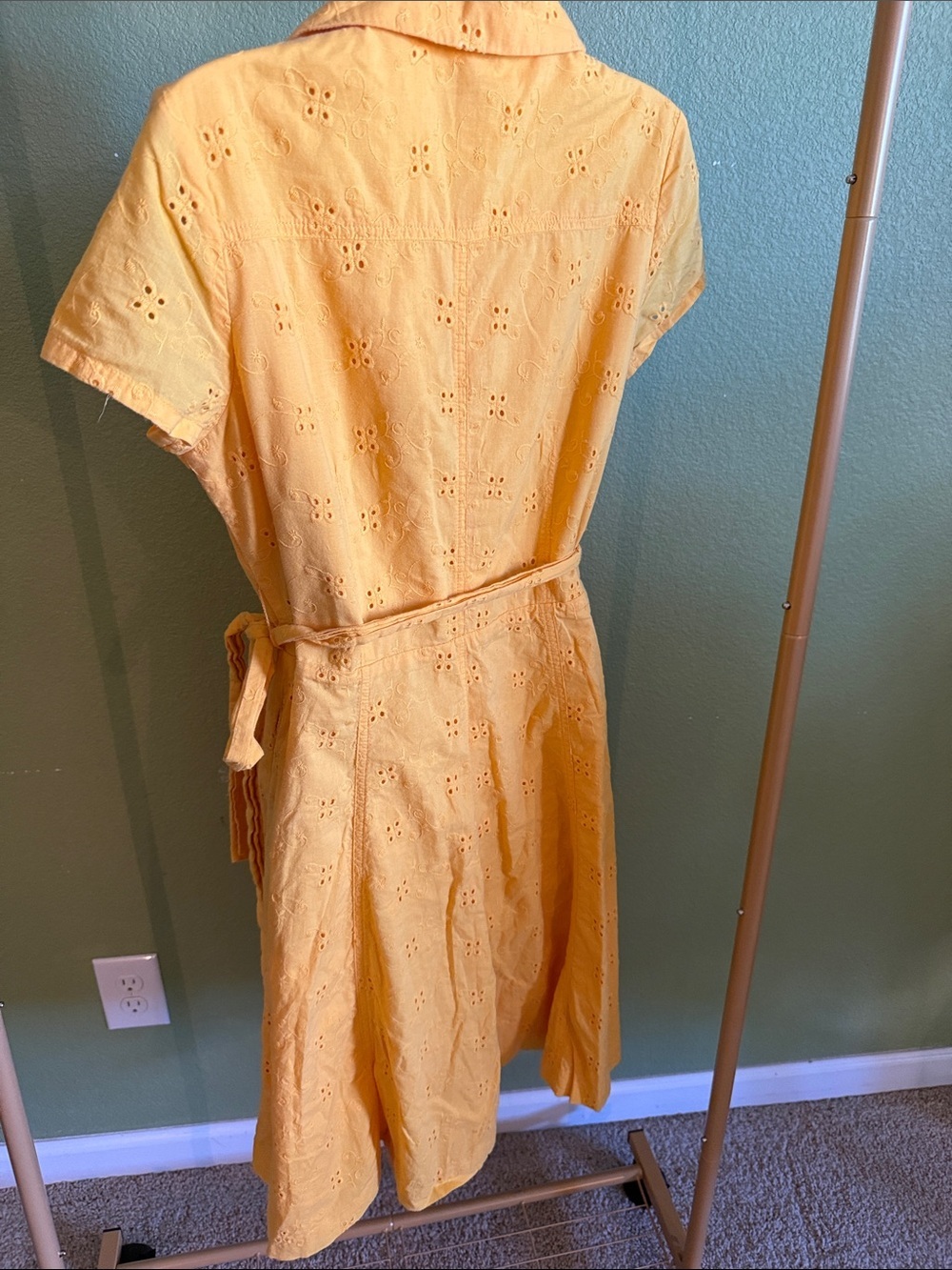 Isaac Mizrahi Yellow Eyelet Wrap Midi Dress - Picture 3 of 7